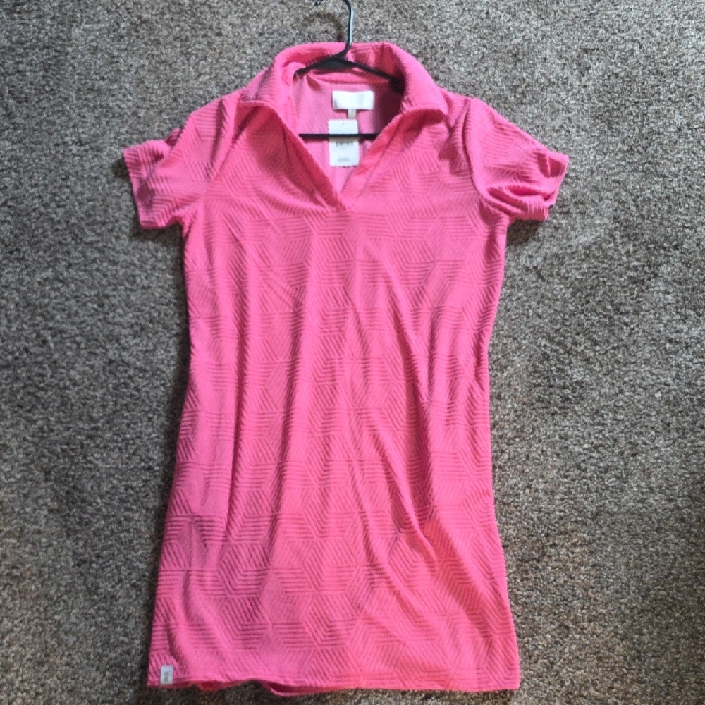 Pink Geometric Women's Polo Top